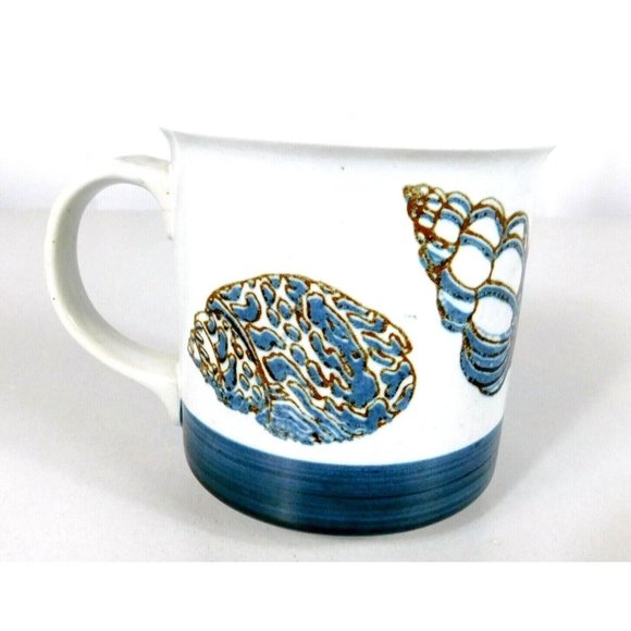 Seashell Coffee Mug Cup Teacup White/Blue Ceramic - Picture 4 of 11
